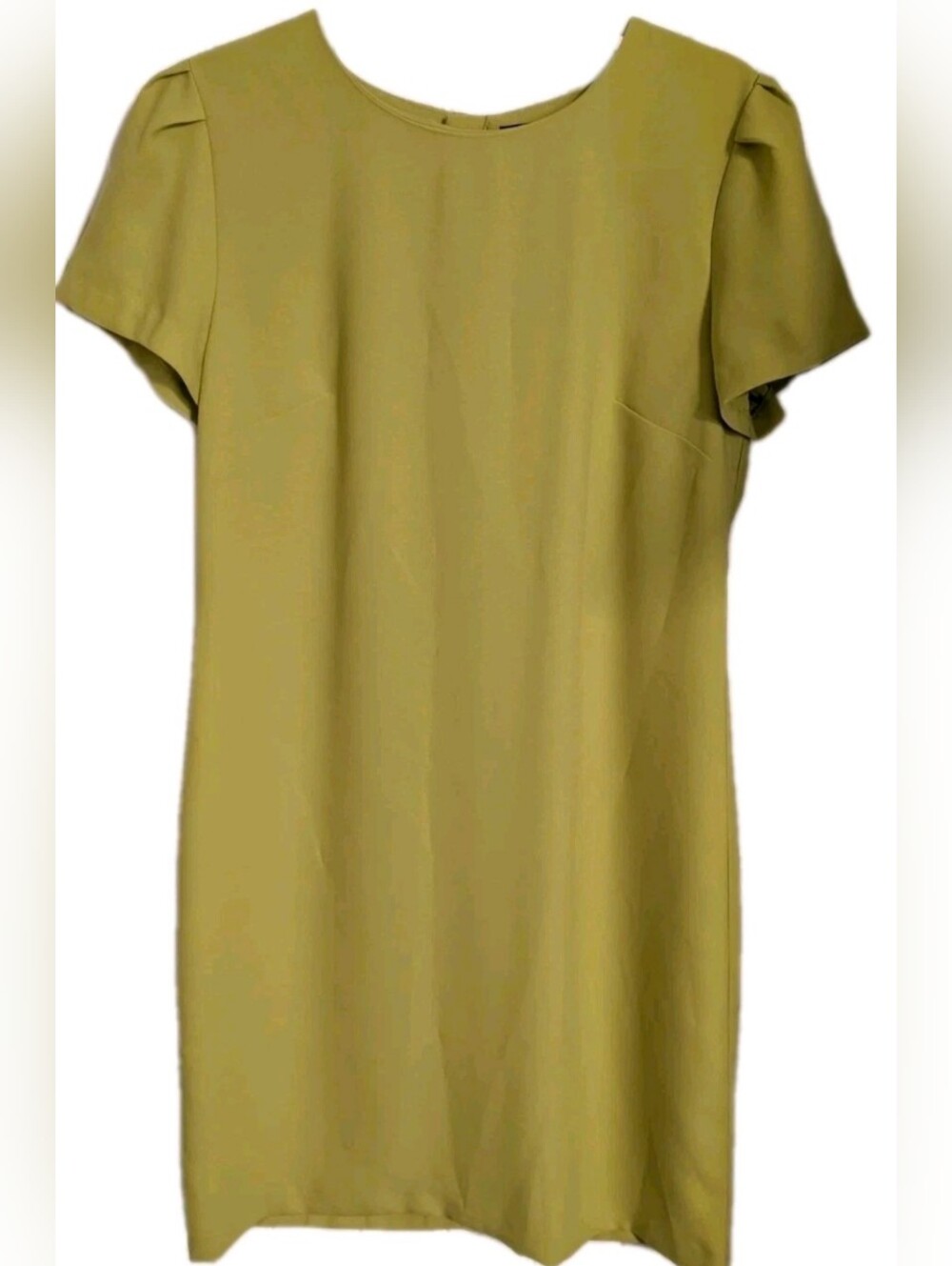 Banana Republic Green Yellow Midi Dress Short Cap Sleeve Zip Back Size 8